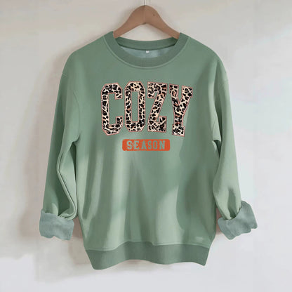 Sweat femme col rond à manches lanternes, lettrage Cozy Season – vue 4