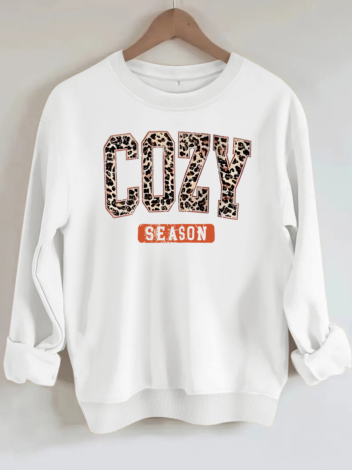 Sweat femme col rond à manches lanternes, lettrage Cozy Season – vue 6