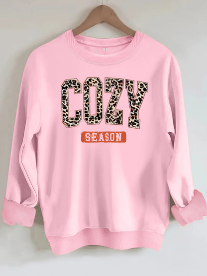 Sweat femme col rond à manches lanternes, lettrage Cozy Season – vue 7