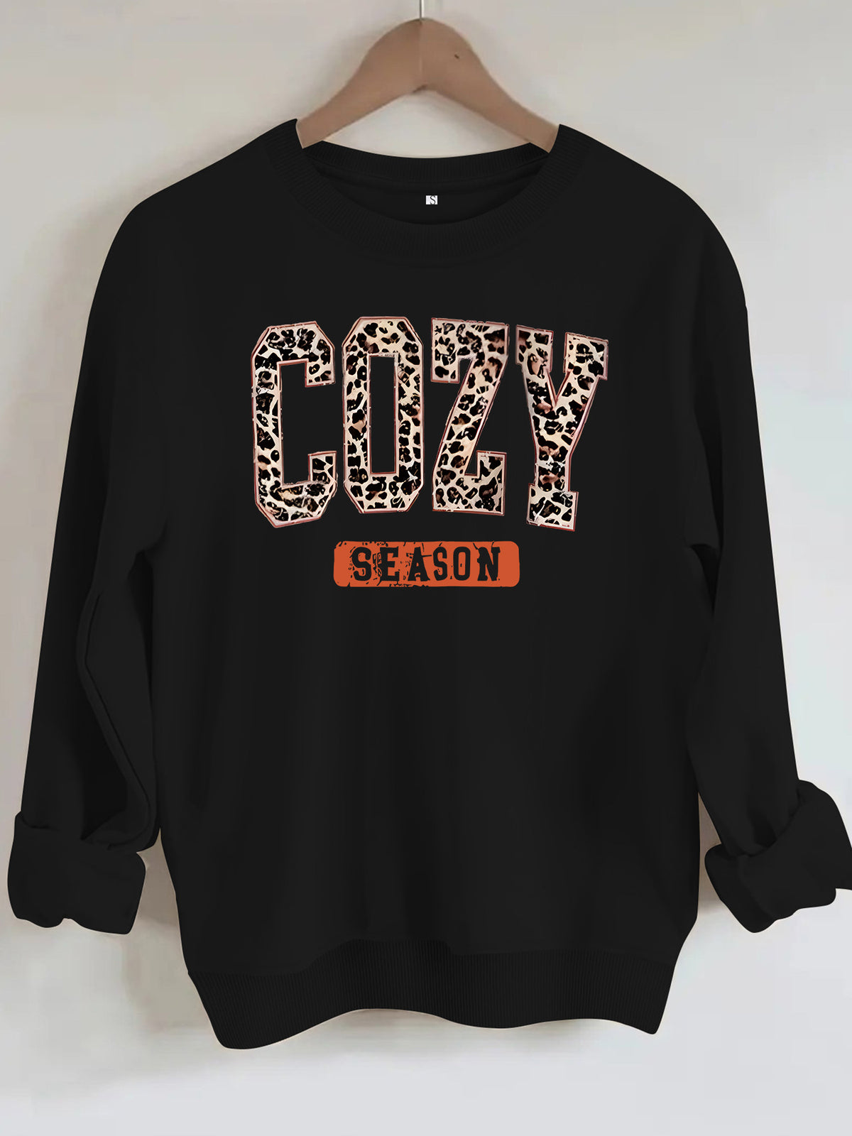 Sweat femme col rond à manches lanternes, lettrage Cozy Season – vue 9