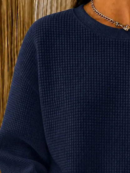 Sweat femme grande taille en maille gaufrée à col rond – vue 18