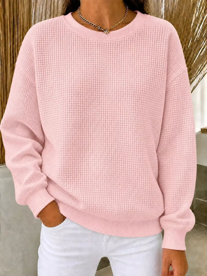 Sweat femme grande taille en maille gaufrée à col rond – vue 7