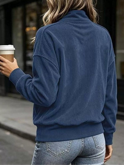 Sweat-shirt femme grande taille à boutons-pression et poche kangourou – vue 10