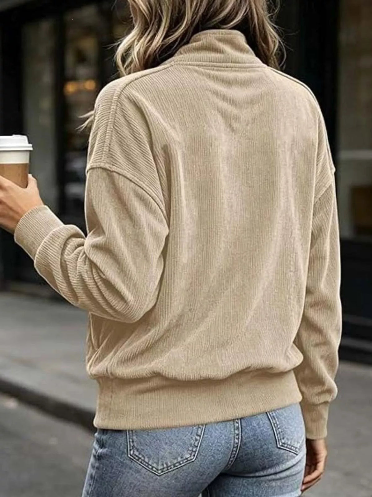 Sweat-shirt femme grande taille à boutons-pression et poche kangourou – vue 12