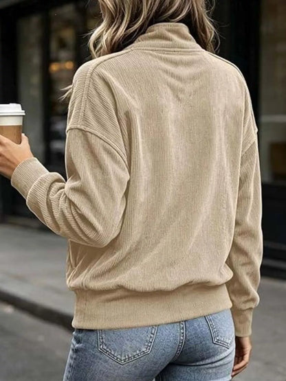 Sweat-shirt femme grande taille à boutons-pression et poche kangourou – vue 12