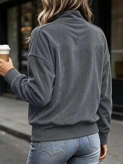Sweat-shirt femme grande taille à boutons-pression et poche kangourou – vue 14