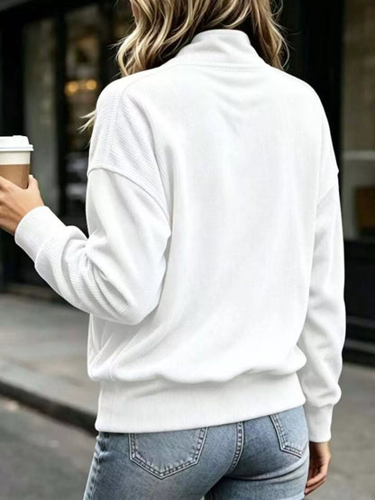 Sweat-shirt femme grande taille à boutons-pression et poche kangourou – vue 2