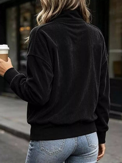 Sweat-shirt femme grande taille à boutons-pression et poche kangourou – vue 4