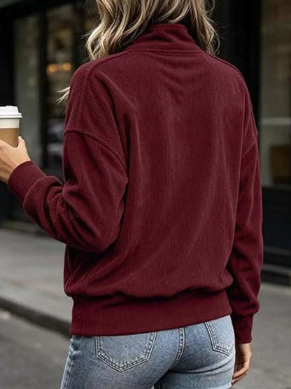 Sweat-shirt femme grande taille à boutons-pression et poche kangourou – vue 6