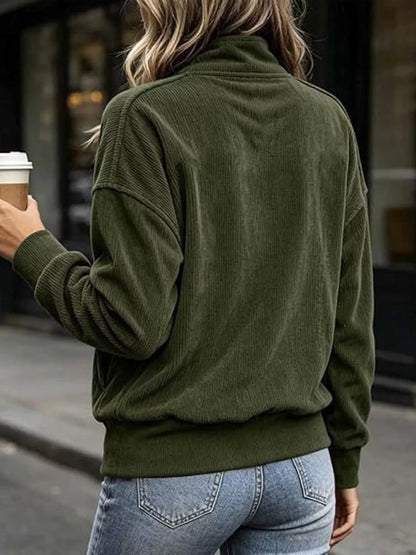 Sweat-shirt femme grande taille à boutons-pression et poche kangourou – vue 8