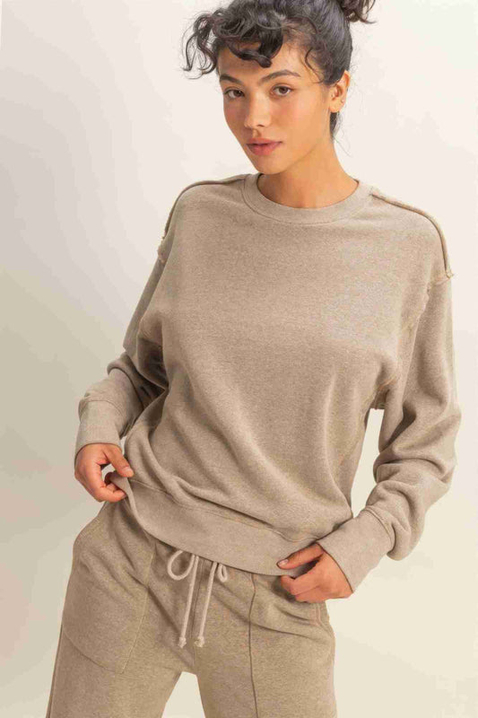 Sweatshirt Femme Détails Bords Bruts - French Terry Délavé Oléna-Fashion