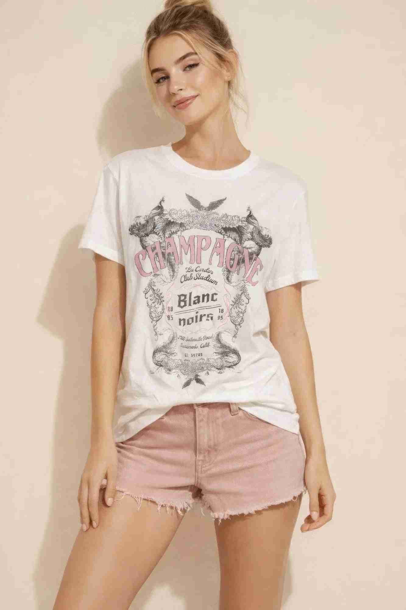 T-shirt femme blanc à imprimé graphique gris