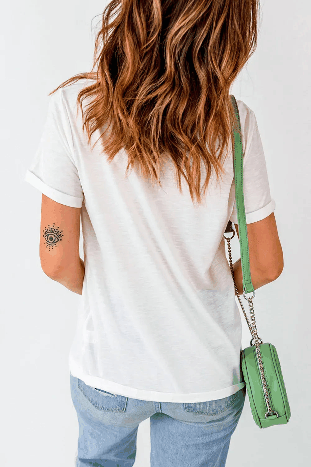 T-shirt femme blanc dos uni à col rond