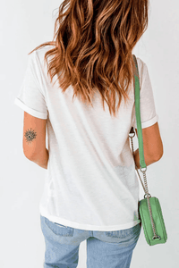 T-shirt femme blanc dos uni à col rond