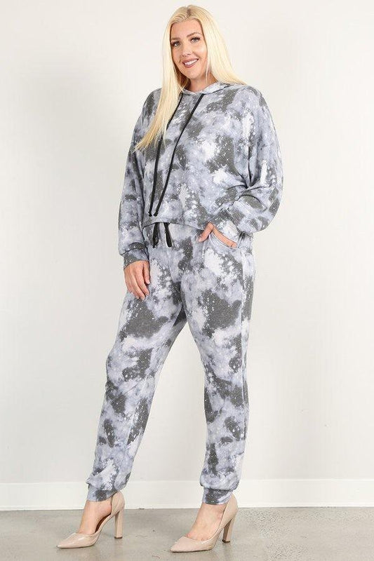 Tie Dye Print Pullover Hoodie And Sweatpants - Premium  - Shop now at Oléna-Fashion