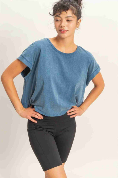 Top Femme Dos Ouvert Détails Croisés - Acid Wash Coton by HYFVE