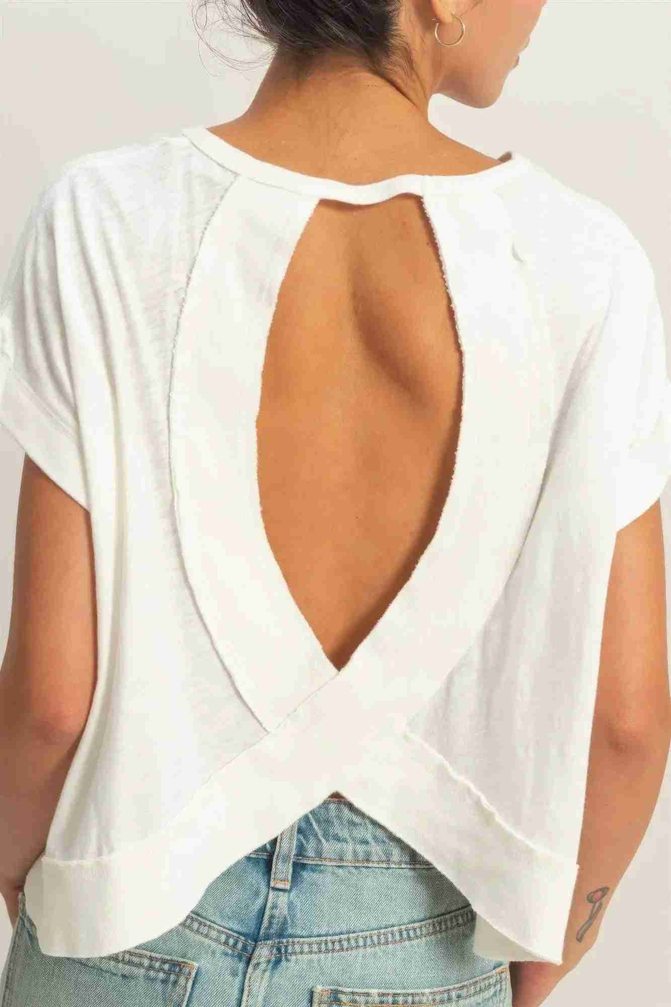 Top Femme Dos Ouvert Détails Croisés - Acid Wash Coton by HYFVE