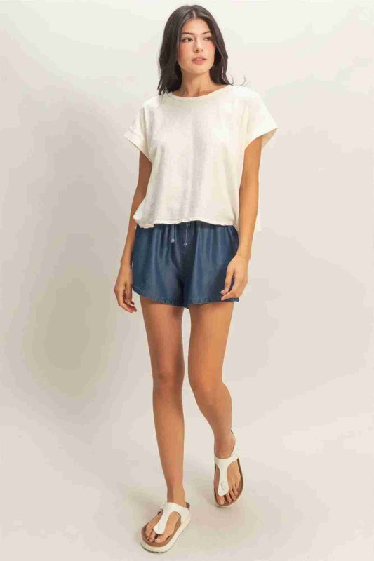 Top Femme Dos Ouvert Détails Croisés - Acid Wash Coton Oléna-Fashion
