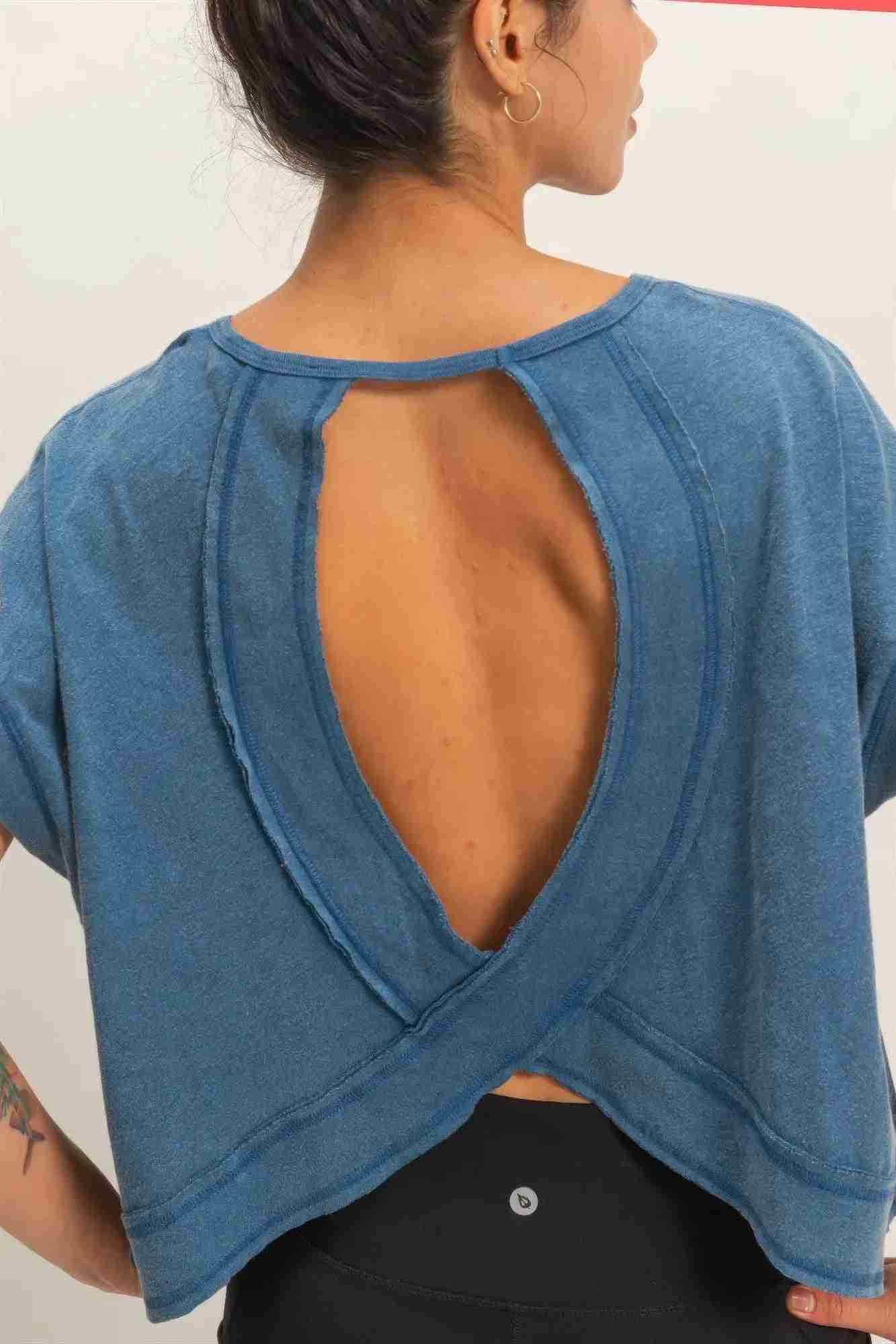 Top Femme Dos Ouvert Détails Croisés - Acid Wash Coton by HYFVE