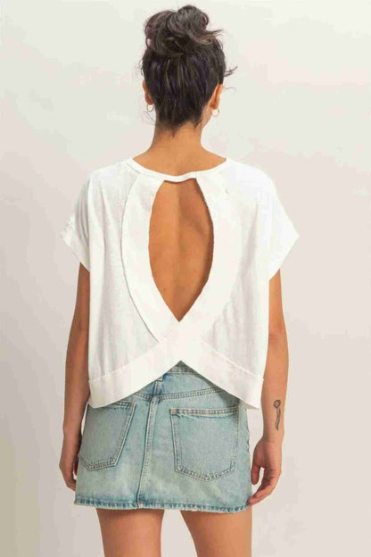 Top Femme Dos Ouvert Détails Croisés - Acid Wash Coton by HYFVE
