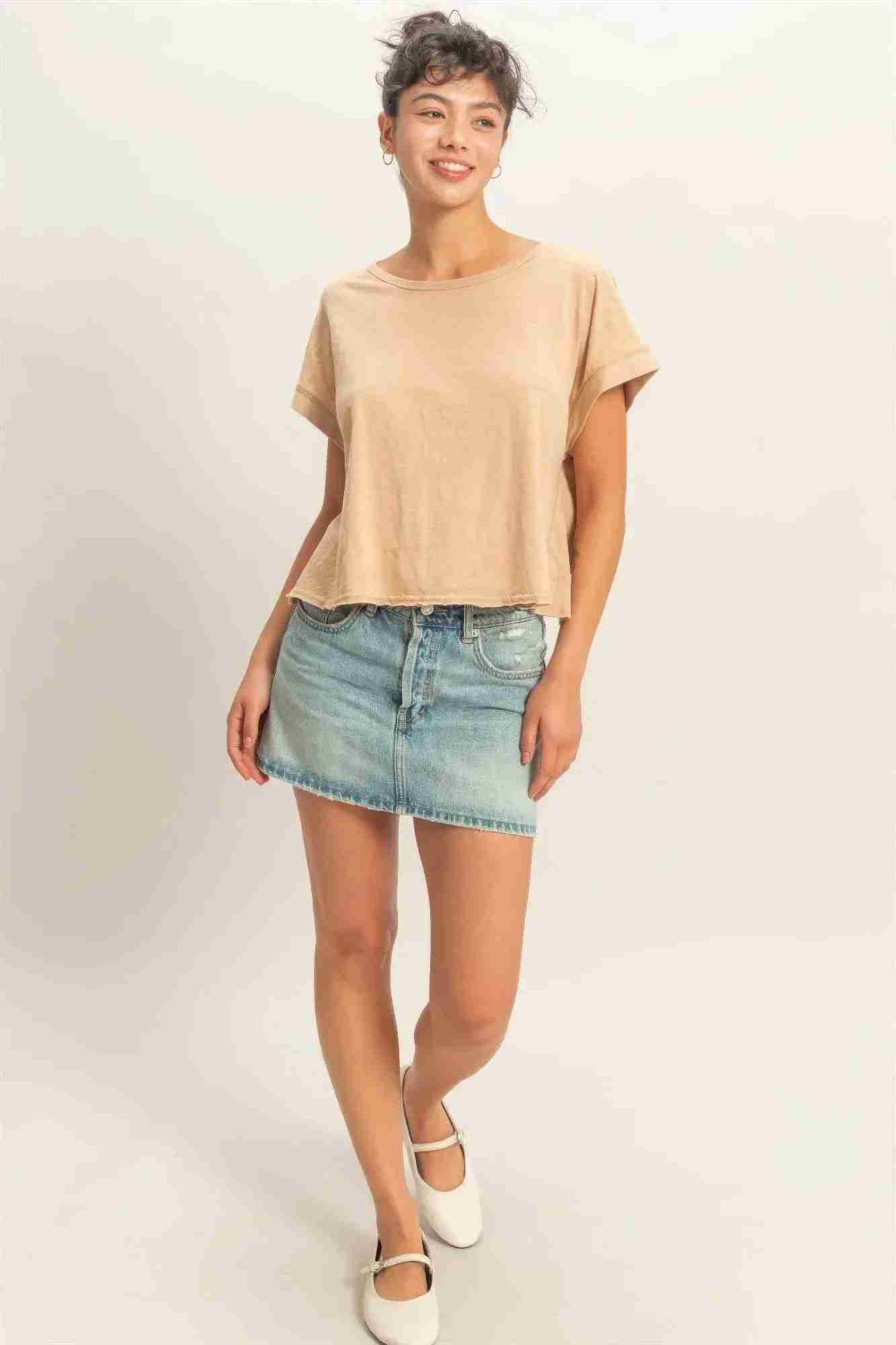 Top Femme Dos Ouvert Détails Croisés - Acid Wash Coton by HYFVE
