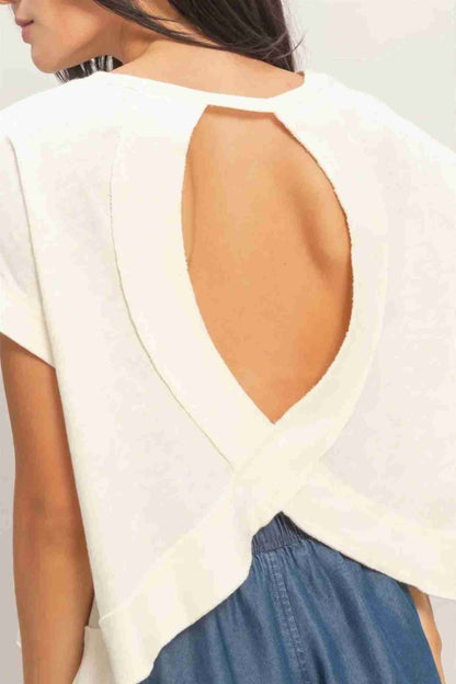 Top Femme Dos Ouvert Détails Croisés - Acid Wash Coton by HYFVE