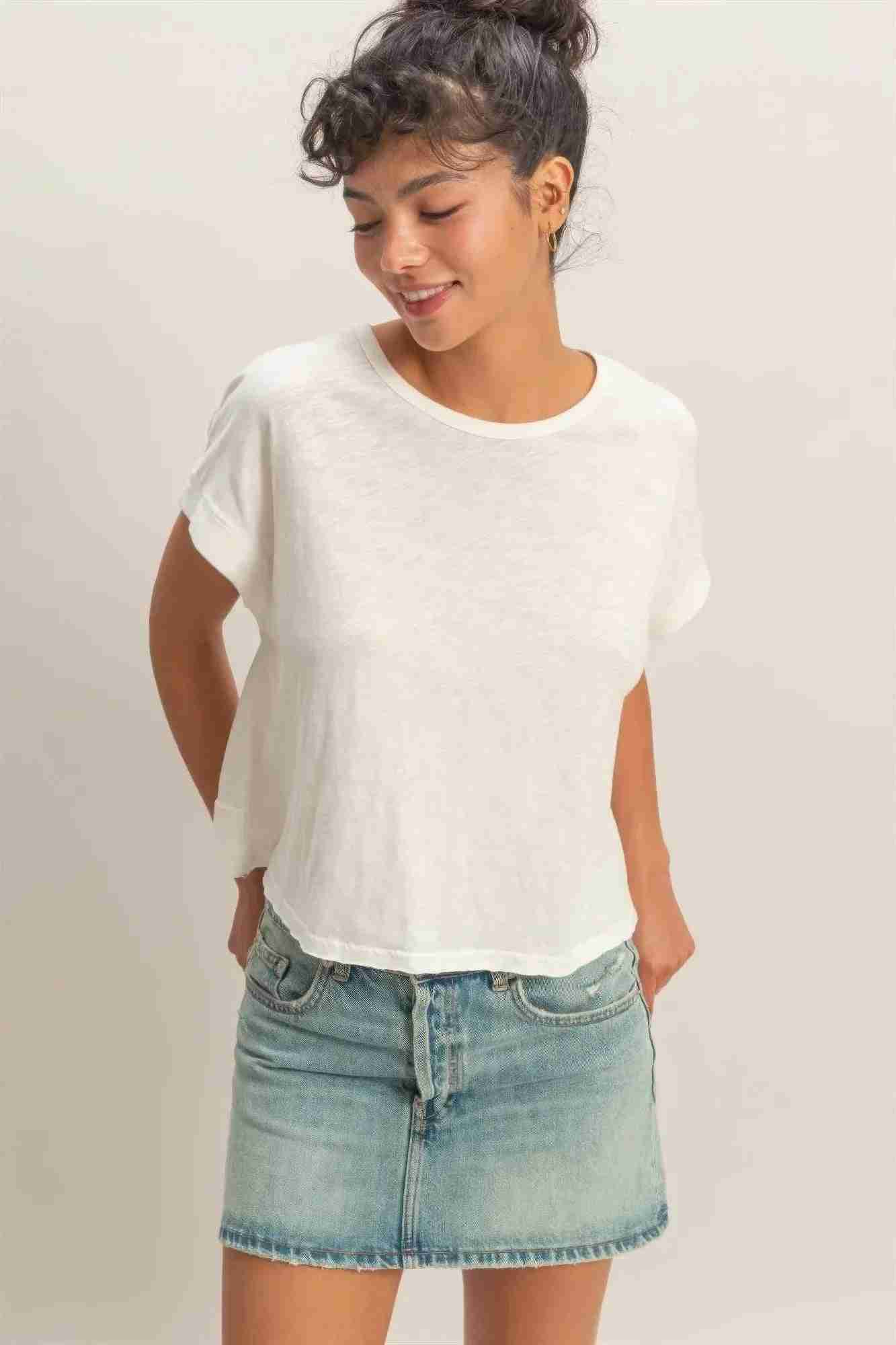 Top Femme Dos Ouvert Détails Croisés - Acid Wash Coton by HYFVE