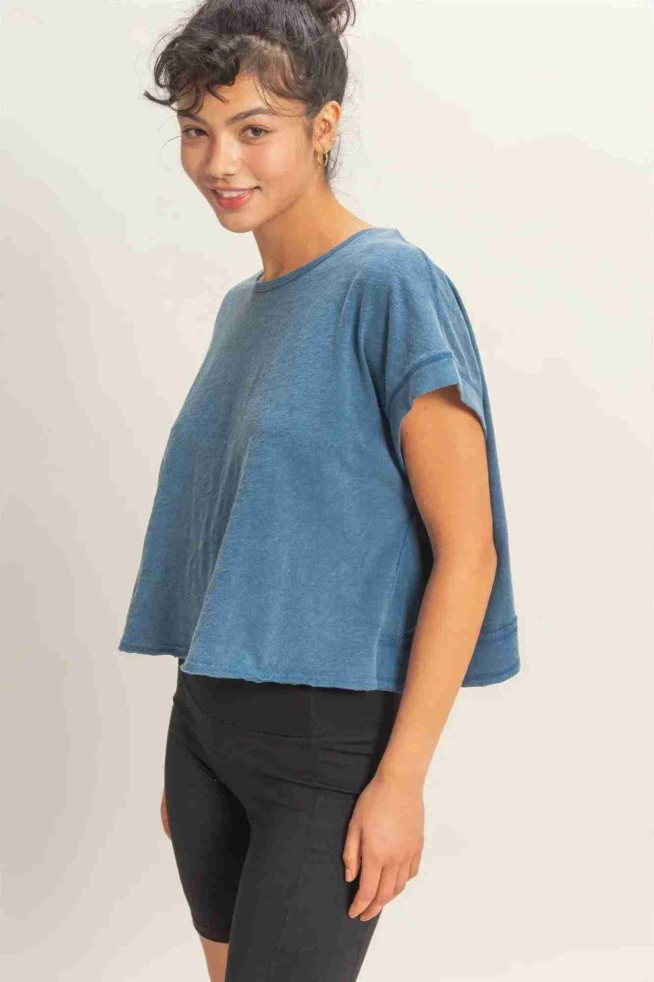 Top Femme Dos Ouvert Détails Croisés - Acid Wash Coton by HYFVE