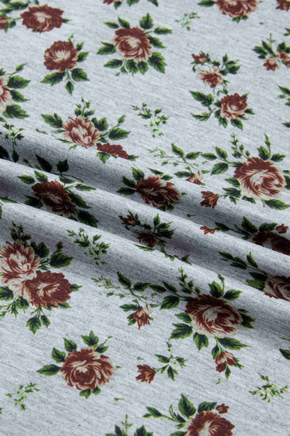 Top Femme Floral Rétro Patchwork Denim Col Polo Boutonné Gris by Dear-Lover Dropshipping