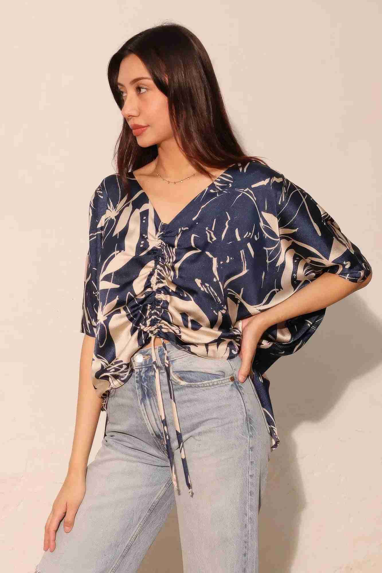 Top Satin Dolman Cordon Ajustable - Marine by TYCHE