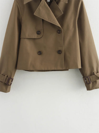 Trench court femme à double boutonnage, style vintage – vue 19