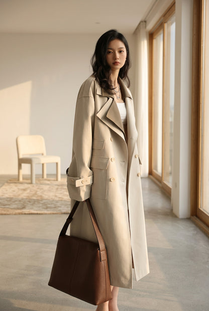 Trench long ample pour femme à double boutonnage – vue 1