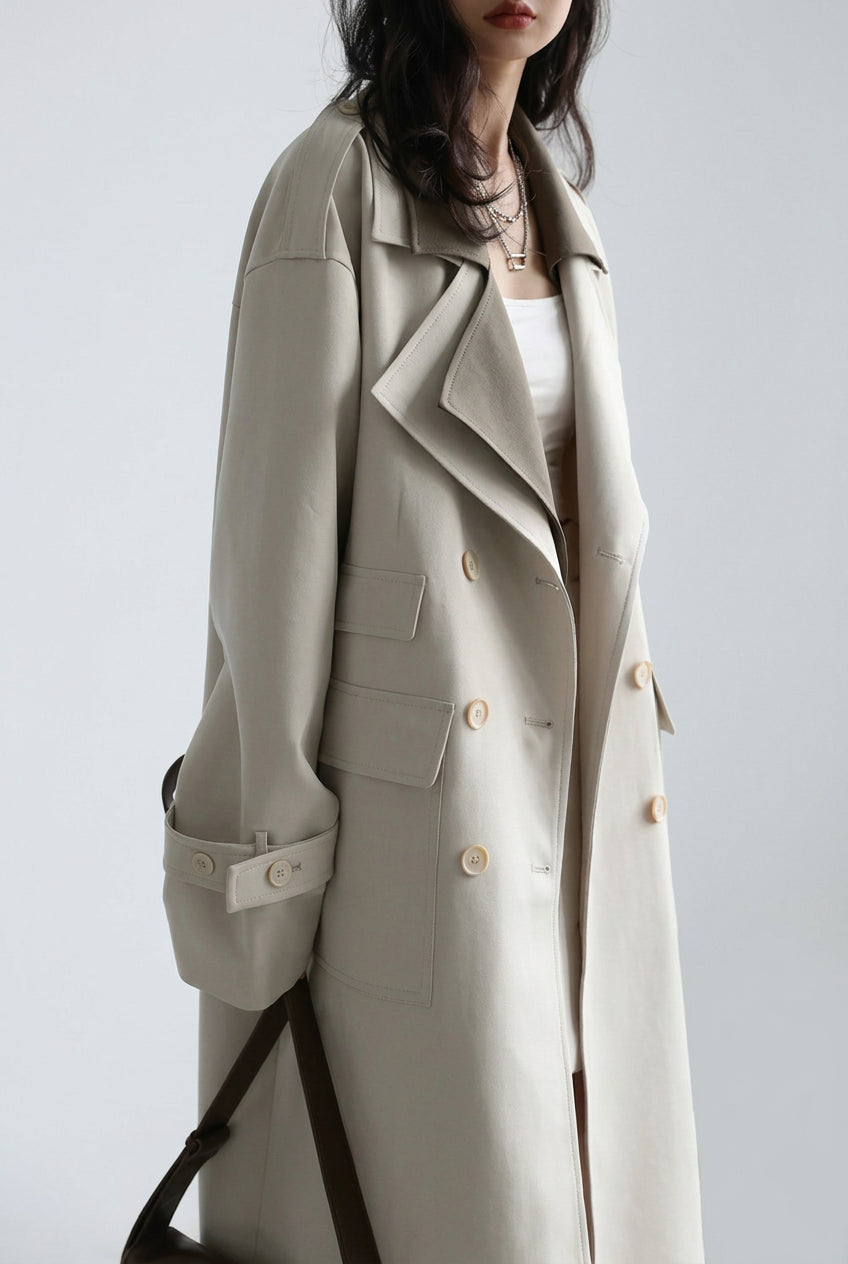 Trench long ample pour femme à double boutonnage – vue 7