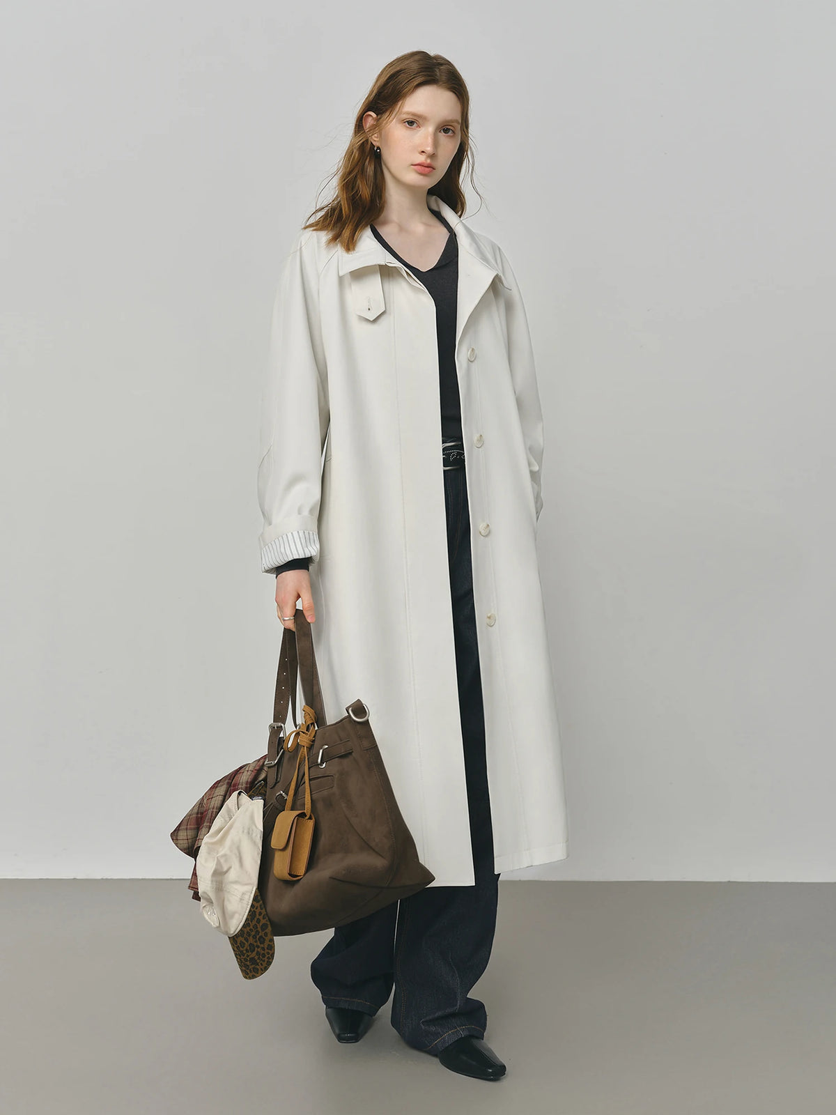 Trench long femme à col montant, ceinture à nouer, style britannique – vue 16