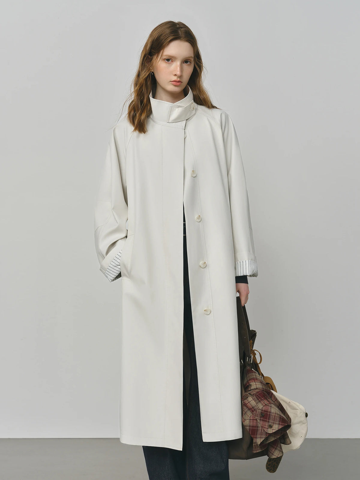 Trench long femme à col montant, ceinture à nouer, style britannique – vue 18