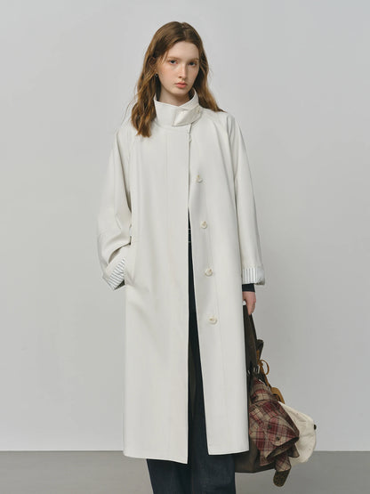 Trench long femme à col montant, ceinture à nouer, style britannique – vue 18