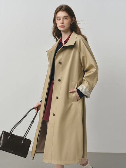 Trench long femme à col montant, ceinture à nouer, style britannique – vue 21