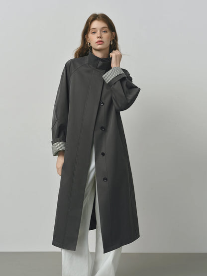 Trench long femme à col montant, ceinture à nouer, style britannique – vue 29