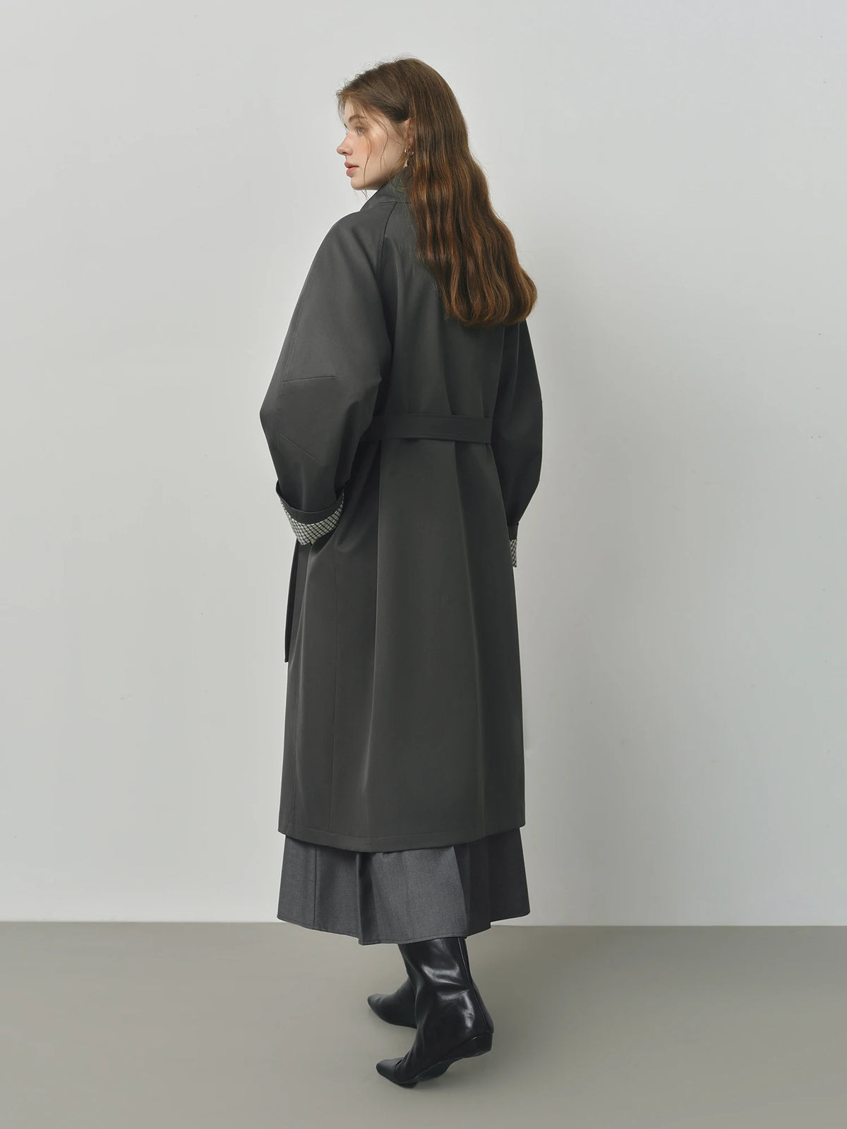 Trench long femme à col montant, ceinture à nouer, style britannique – vue 30