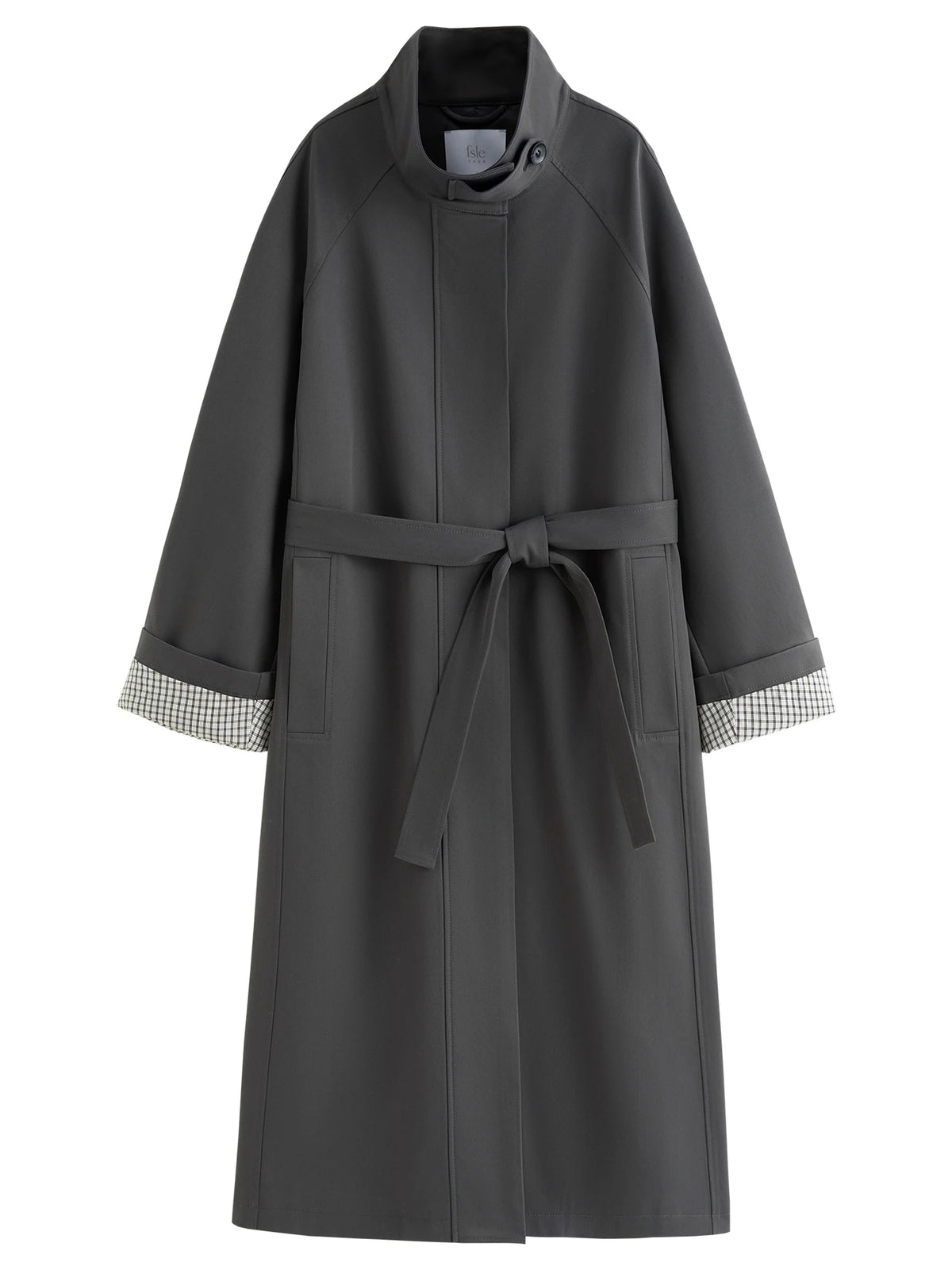 Trench long femme à col montant, ceinture à nouer, style britannique – vue 35
