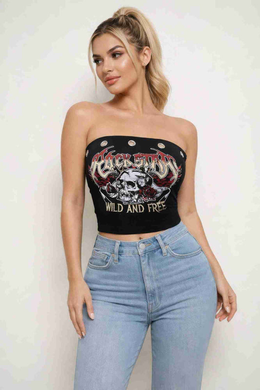 Tube Top Femme Rock Star Wild & Free - Coton Stretch Bustier Oléna-Fashion