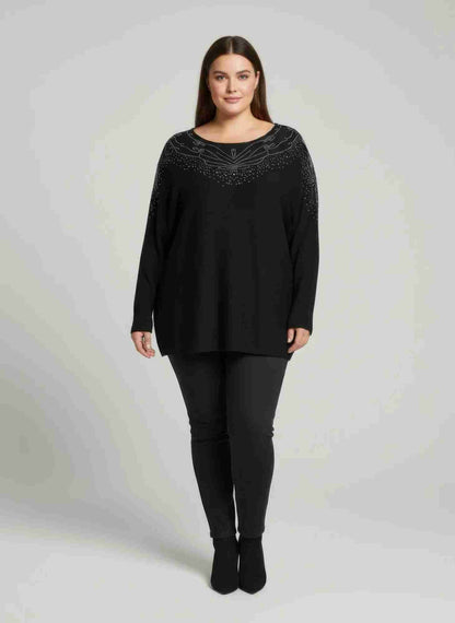 Tunique Grandes Tailles Col Orné Manches Dolman Oléna-Fashion