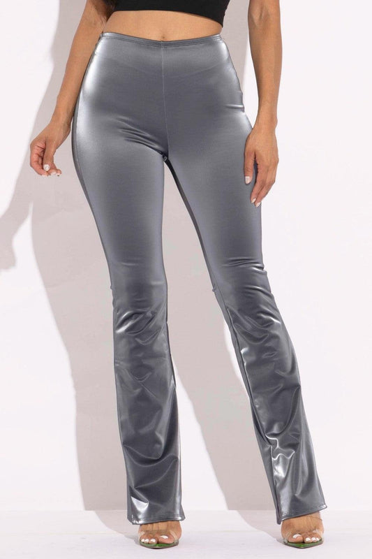 Velvet Pu Flared Pants- exude confidence - Premium Pants - Shop now at Oléna-Fashion