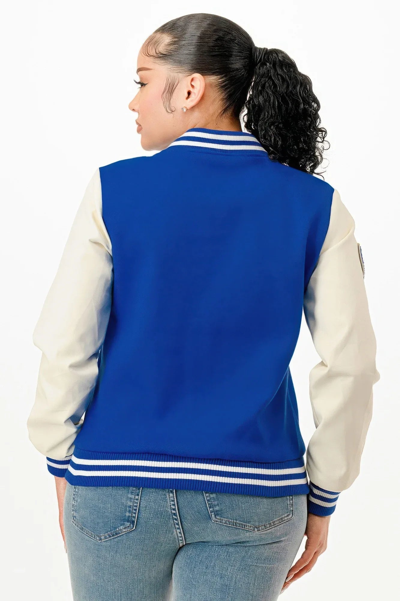 Veste Bomber Femme Varsity Patches Décoratifs Boutons by GLANCE APPAREL