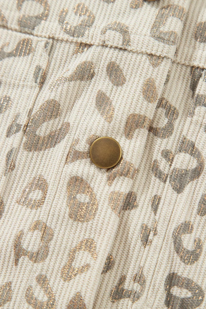 Veste chemise en velours côtelé imprimé léopard kaki pour femme – vue 12