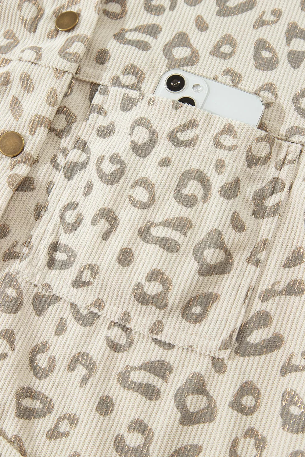 Veste chemise en velours côtelé imprimé léopard kaki pour femme – vue 13