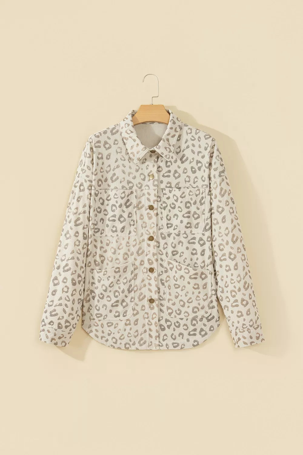 Veste chemise en velours côtelé imprimé léopard kaki pour femme – vue 9