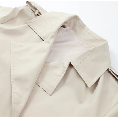 Veste courte femme à double boutonnage, revers et ceinture à nouer – vue 14