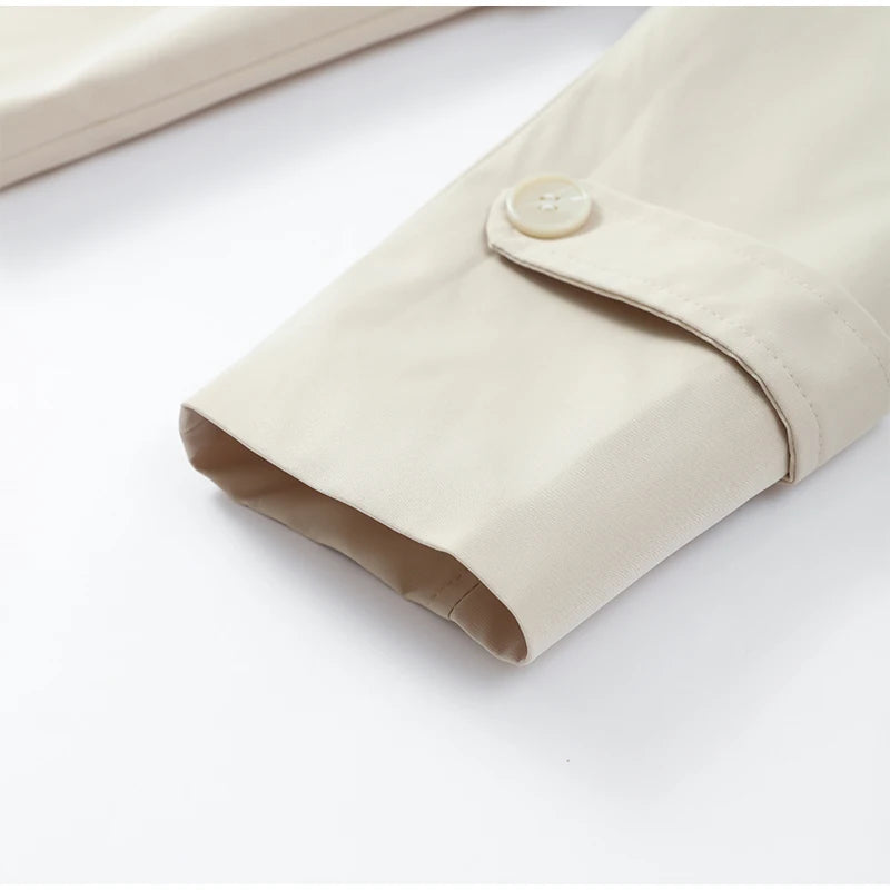 Veste courte femme à double boutonnage, revers et ceinture à nouer – vue 18
