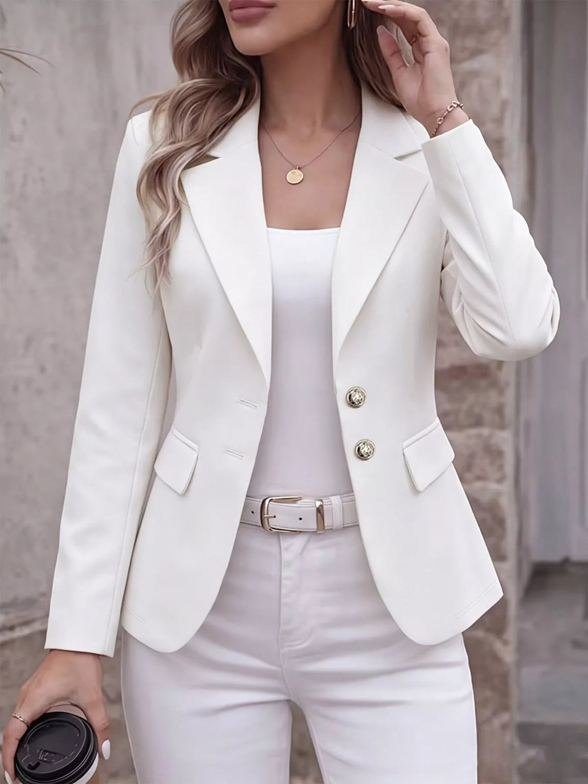 Veste de tailleur à col revers et manches longues pour femme – vue 1